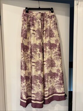 Cream and Mauve Toile Maxi Skirt